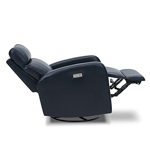 Navy Blue Genuine Leather Recliner Chair for Living Room