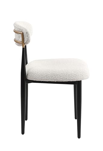 Modern Fort Boucle Dining Chair Set, Curved Back, Black Metal Legs for Any Room