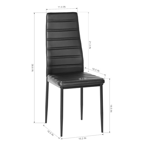 Homy Casa Set of 6 Armless Black Faux Leather Dining Chairs with High Back