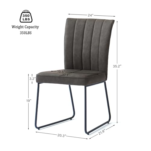 Vintage Textured Grey Faux Leather Dining Chairs Set