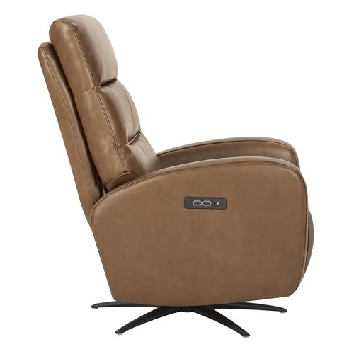 CHITA Genuine Leather Power Swivel Recliner Chair, Saddle Brown