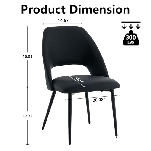Rowill Black Mid Century Modern Dining Chairs Set of 2