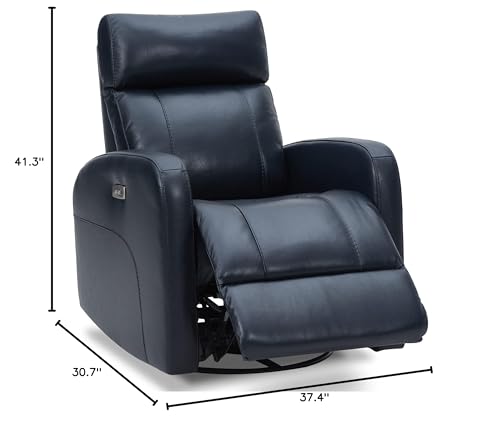 CHITA Genuine Leather Swivel Recliner Chair for Living Room - Navy
