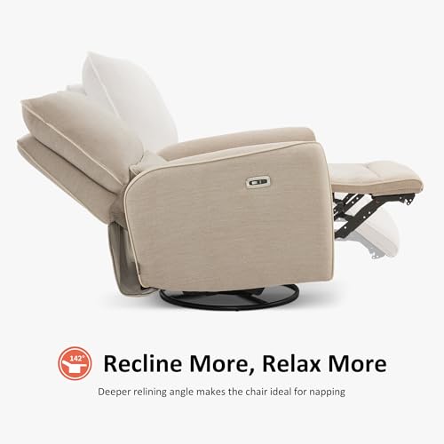 Electric Swivel Rocker Recliner Chair with USB Ports for Living Room and Nursery