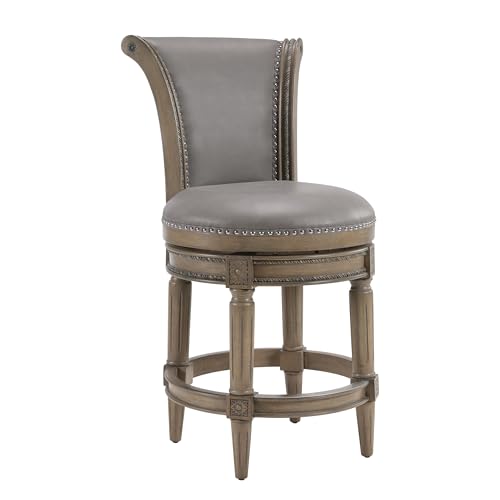 DUHOME Antique Oak Swivel Barstool, 30" Height, High Backrest & Footrest, Counter Stools for Kitchen Island & Pub