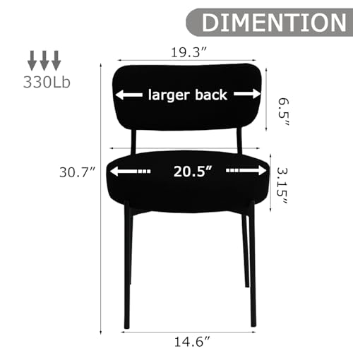 Elegant Black Boucle Dining Chair Set of 4
