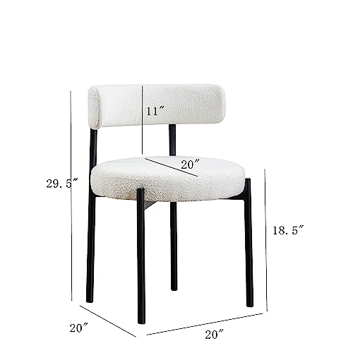 Modern White Upholstered Dining Chairs Set of 2