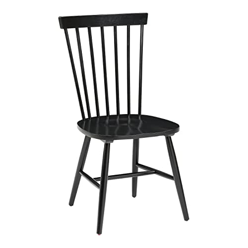 Traditional Windsor Style Solid Wood Dining Chairs 2-Pack for Home Furnishings, Black