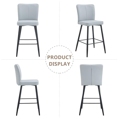 Grey Counter Height Bar Stools Set of 4, 27" Kitchen Island Stools with Back