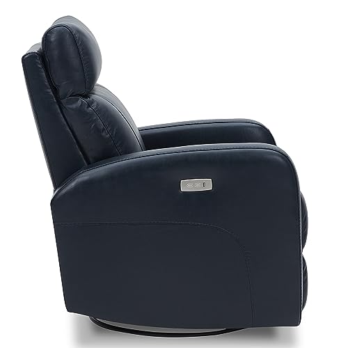 CHITA Genuine Leather Swivel Recliner Chair for Living Room - Navy