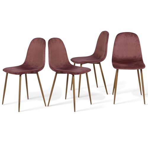 Homy Casa Mid-Century Modern Velvet Dining Chair Set of 4, Rose ballpark: 60 chars