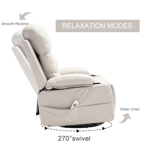 KCQ Electric Heated Recliner with Cup Holders, Beige
