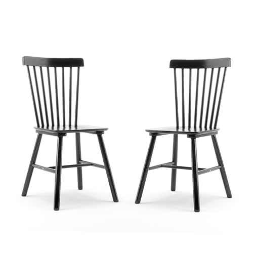 Black Windsor Dining Chair Set of 4 for Kitchen and Dining Room