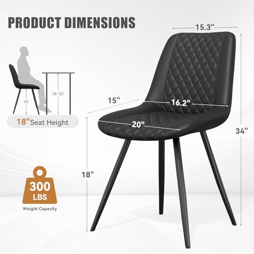 Modern Quality Black Faux Leather Dining Chair Set, 4-Piece Kitchen/Dining Room