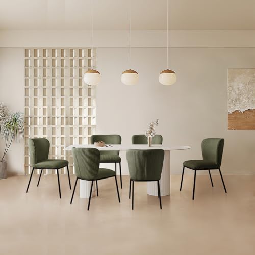 Green Kitchen Chairs Set of 2 with Black Legs
