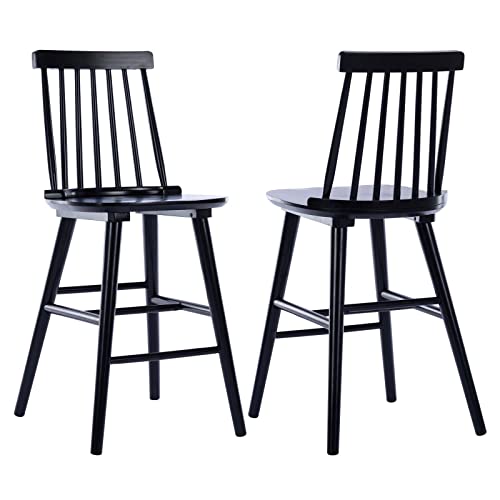 DUHOME Black Spindle Back Bar Stools Set of 2, Farmhouse Style Kitchen Island Chairs