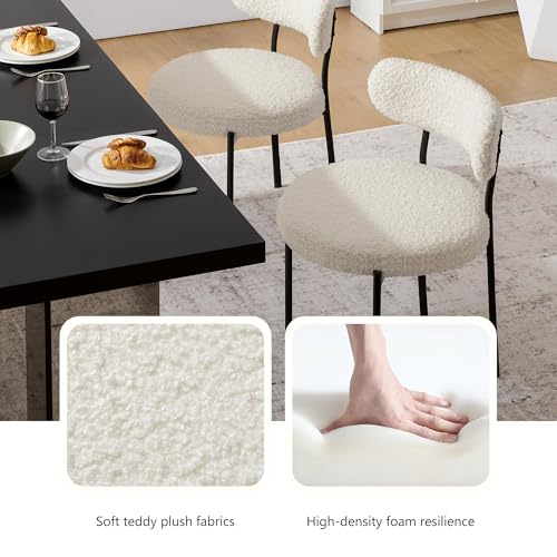 Modern Black & White Dining Chair Set - Comfortable Beige Bezel - Kitchen & Dining Room (Set of 4)
