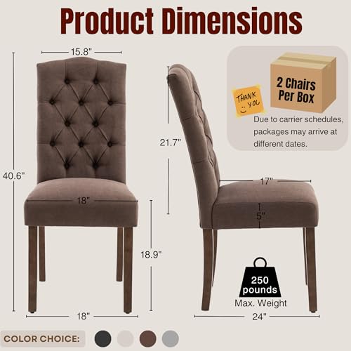 Stylish Tufted Parsons Dining Chair Set with Solid Wood Legs
