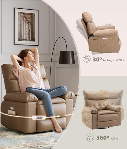 Electric Swivel Massage Chair with Vibration, Heating, and StorageUSB Port
