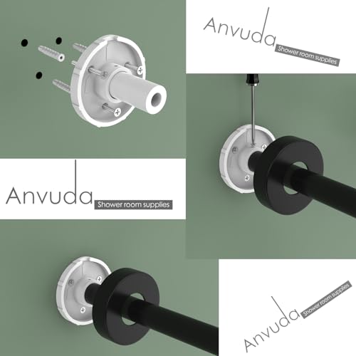 Adjustable Black L-Shaped Curved Shower Curtain Rod for Bathroom Tub