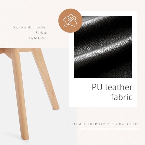 Mid Century Modern PU Leather Dining Chair Set
