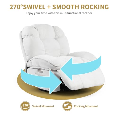Modern White Power Recliner Chair with Massage and USB for Adults