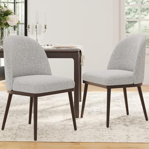COLAMY Light Grey Upholstered Dining Chair Set of 2