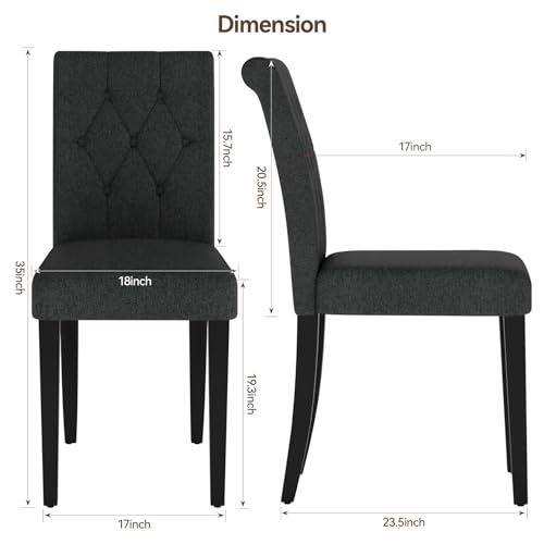 Elegant Black Upholstered Dining Chair Set of 2