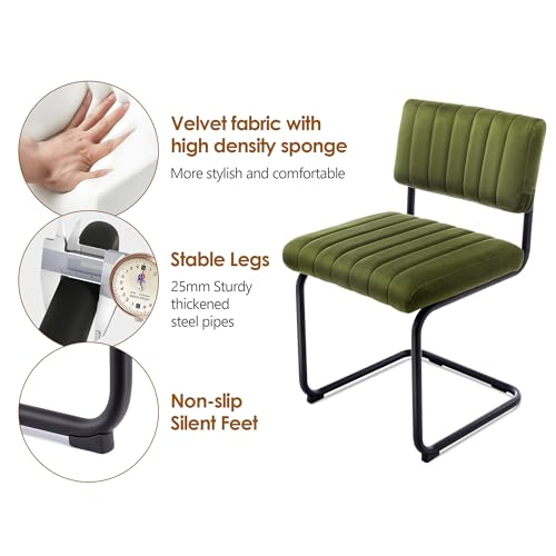 ONEVOG Mid Century Modern Green Velvet Dining Chair Set of 4