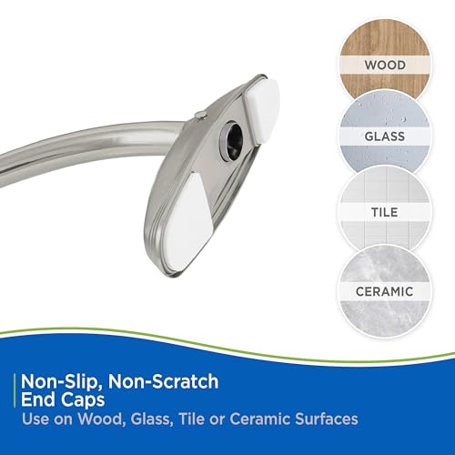 Kenney KN60961 Brushed Nickel 1" Rust Resistant Steel Curved Shower Curtain Rod 57-72" Adjust