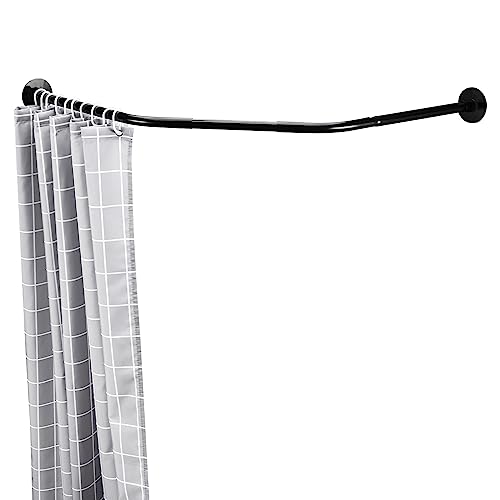 Adjustable Black Corner Shower Curtain Rod for Bathroom Bathtub