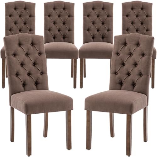 Stylish Tufted Parsons Dining Chair Set with Solid Wood Legs