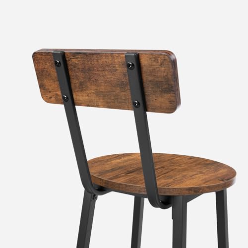 Rustic Brown Round Bar Stools, Set of 2, 28 Inches High