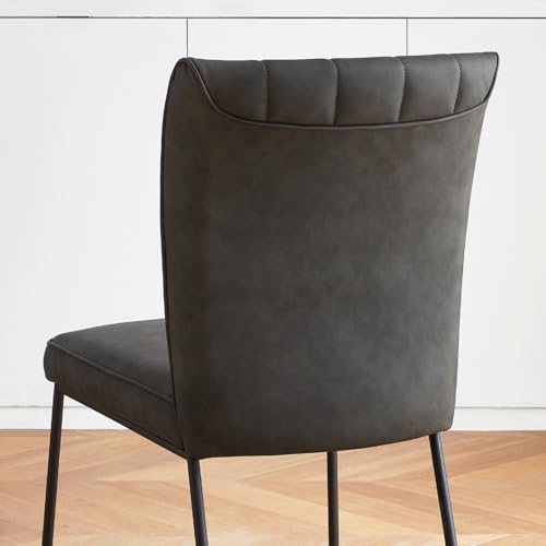 Vintage Textured Grey Faux Leather Dining Chairs Set