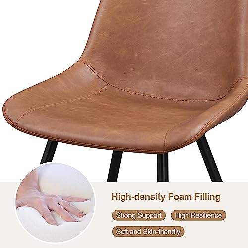 Yaheetech Mid Century Brown Faux Leather Dining Chair Set of 2