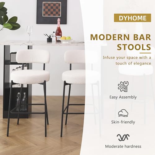 White Modern Bar Stools Set of 2 for Kitchen Island