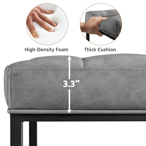 Yaheetech 24 Inch Grey Faux Leather Kitchen Bar Stool Set