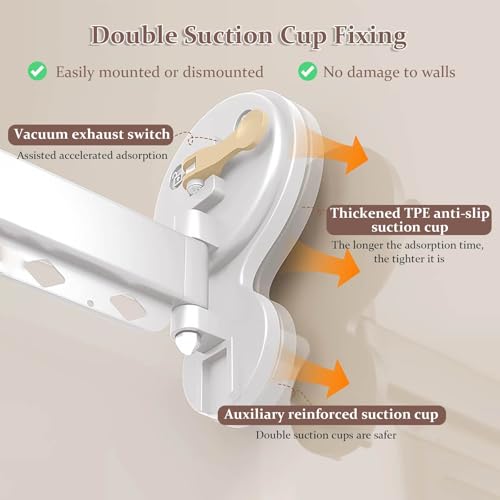 Modern Curved Shower Curtain Rod - White, 180 cm High, Wall Mount Screen with 4 Fold White Curtain