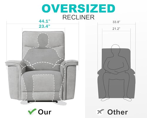 Electric Power Recliner Chair with Adjustable Headrest and Massage for Home Theater, Light Grey Color