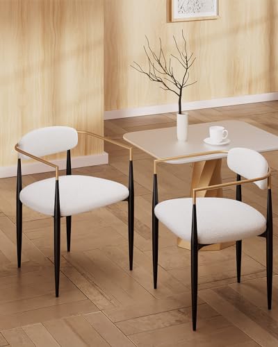 Luxury White Metal Armchair Set for Dining and Living Rooms