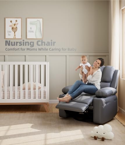 Oversized Heat and Massage Recliner with 360° Swivel - Gray