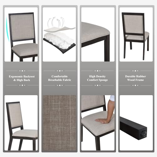 COLAMY Brown Wood Farmhouse Dining Chair Set of 4 for Kitchen Living Room