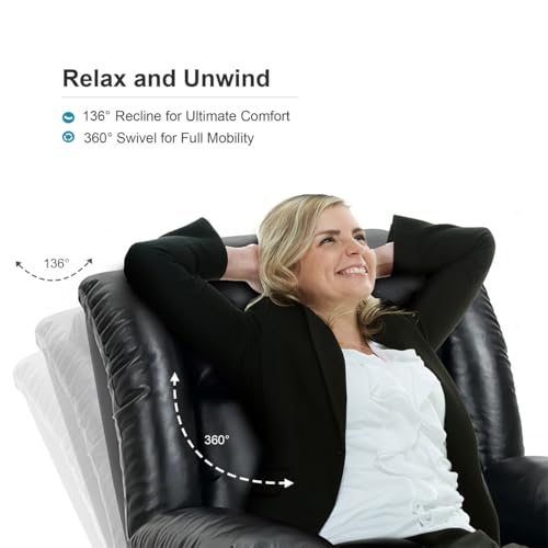 360° Swivel Leather Recliner Chair for Adults with Cup Holders