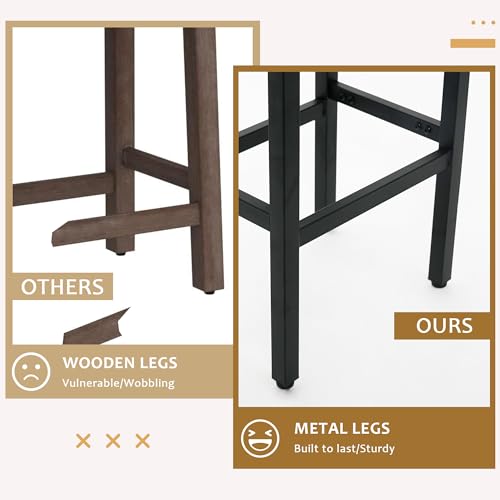 Modern 27-Inch Counter Height Bar Stools Set of 2 for Kitchen Island, Dining Room - Gray Metal Legs
