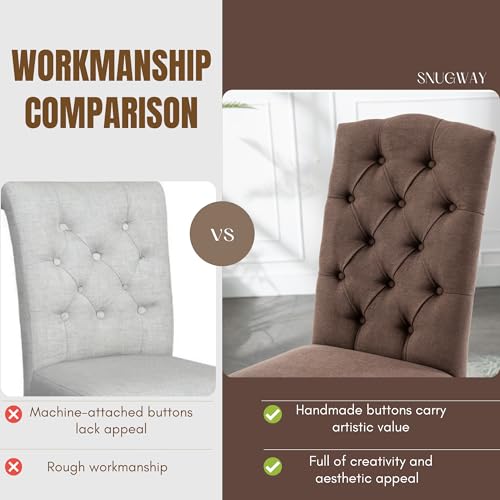 Stylish Tufted Parsons Dining Chair Set with Solid Wood Legs