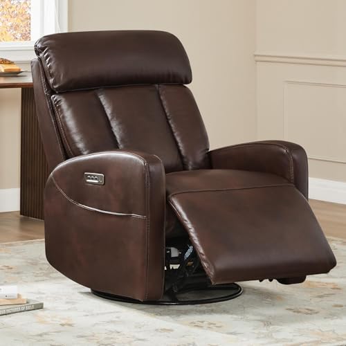 Cognac Brown CHITA Leather Recliner with Triple Motor & Charging Ports