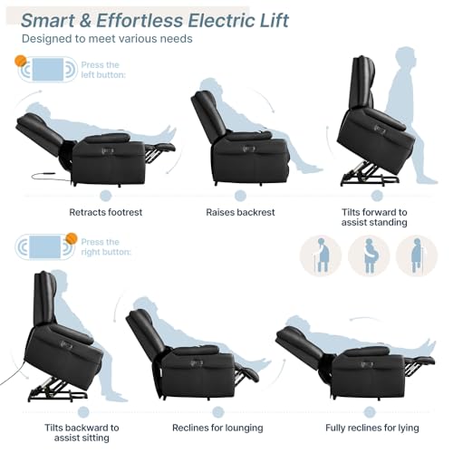 Yaheetech Large Electric Power Lift Recliner with Heat & Massage for Elderly