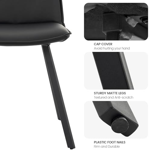 Brage Black Faux Leather Tufted Dining Chair Set (Set of 2)