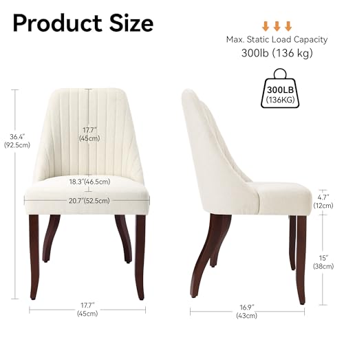 Mid Century Modern Beige Parsons Dining Chair Set of 2