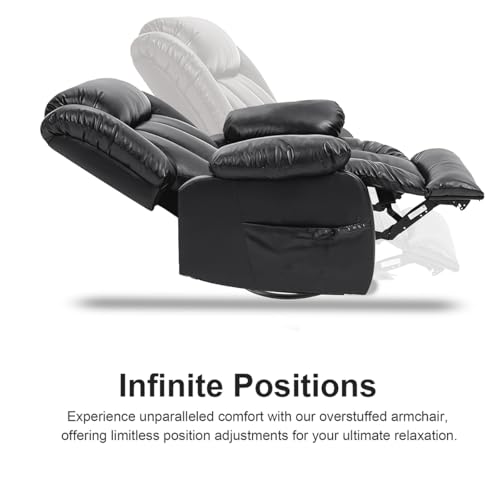 360° Swivel Leather Recliner Chair for Adults with Cup Holders